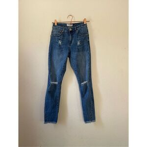 One teaspoon high‎ waist freebird 2 distressed raw hem jeans size 00